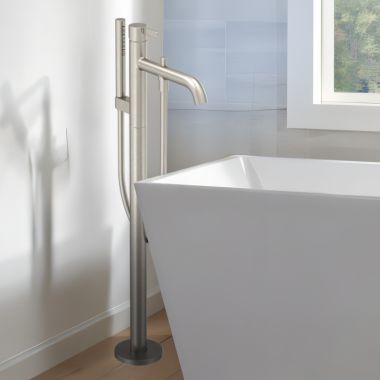 Click here to see Toto TBG11306U#BN TOTO GF Freestanding Bathroom Tub Filler, Comfort Glide, Comfort Wave, Lever Handle, 1.75 GPM, Brushed Nickel - TBG11306U#BN