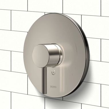 Click here to see Toto TBV01801U#BN TOTO Round Pressure Balance Valve Trim, Lever Handle, ADA-Compliant, Brushed Nickel - TBV01801U#BN