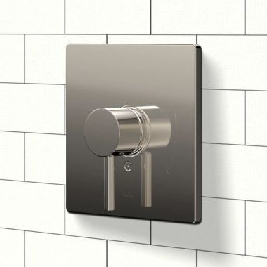 Click here to see Toto TBV02801U#PN TOTO Square Pressure Balance Valve Trim, Lever Handle, ADA-Compliant, Polished Nickel - TBV02801U#PN