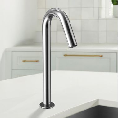 Click here to see Toto TLE26008U3#CP TOTO Helix Wall-Mount Touchless Lavatory Spout, 0.5 GPM, Dual Powered, Polished Chrome - TLE26008U3#CP