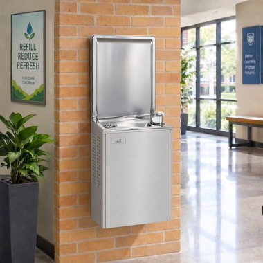 Click here to see Oasis 500276 Oasis Simulated Semi-Recessed Water Cooler, Refrigerated, 8 GPH, Stainless Steel - PLF8SM (500276)