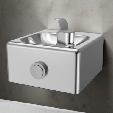 Click here to see Oasis 500835 Oasis Deluxe Drinking Fountain with Mechanical Push-Button, Wall-Mounted, Non-Refrigerated, Stainless Steel - F110PM (500835)
