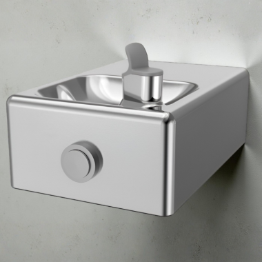 Click here to see Oasis 500836 Oasis Simulated Semi-Recessed Drinking Fountain with Mechanical Push-Button, Wall-Mounted, Non-Refrigerated, Stainless Steel - F140PM (500836)