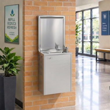 Click here to see Oasis 502944 Oasis Simulated Semi-Recessed Water Cooler, Refrigerated, 14 GPH, Greystone - PLF14SM (502944)