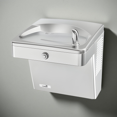 Click here to see Oasis 504519 Oasis VersaCooler II 14 Gauge Vandal Resistant Drinking Fountain, Refrigerated, 8 GPH, Brushed Stainless Steel - PGV8AC-14G (504519)