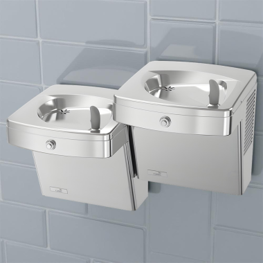 Click here to see Oasis 504529 Oasis VersaCooler II 14 Gauge Vandal Resistant Bi-Level Drinking Fountain, Refrigerated, 8 GPH, Brushed Stainless Steel - PGV8ACSL-14G (504529)