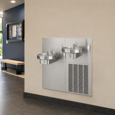 Click here to see  504592 Oasis Radii Bi-Level Modular Drinking Fountain, Refrigerated, 8 GPH, Stainless Steel - M8CR (504592)
