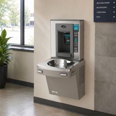 Click here to see Oasis 506453 Oasis VersaCooler II Drinking Fountain w/ Electronic Bottle Filler, Non-Refrigerated, 8 GPH, Sandstone - PG8EBF (506453)