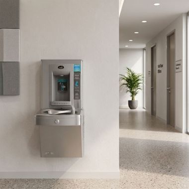 Click here to see Oasis 506458 Oasis VersaCooler II Single Drinking Fountain w/ Electronic Bottle Filler, Refrigerated, 8 GPH, Stainless Steel - PGV8EBF (506458)