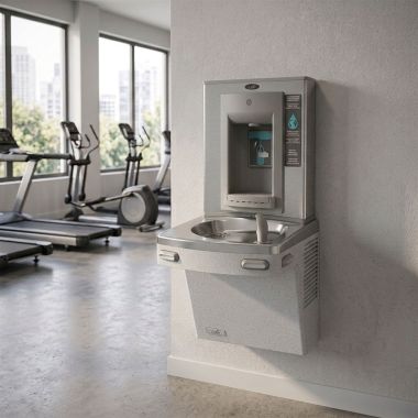 Click here to see Oasis 506539 Oasis VersaCooler II Single Drinking Fountain w/ VersaFiller Sports Bottle Filler, Refrigerated, 8 GPH, Greystone - PG8SBF (506539)