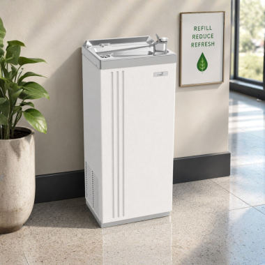 Click here to see Oasis 506657 Oasis Freestanding/Against-A-Wall Water Cooler, Refrigerated, Hot and Cold, 14GPH, Greystone - PLF14FAH (506657)