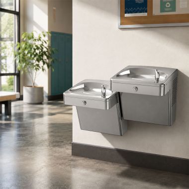 Click here to see Oasis 506961 Oasis Versacooler II Vandal-Resistant Bi-Level Drinking Fountain, Refrigerated, 14-Gauge, Stainless Steel - PGVD8ACSL (506961)