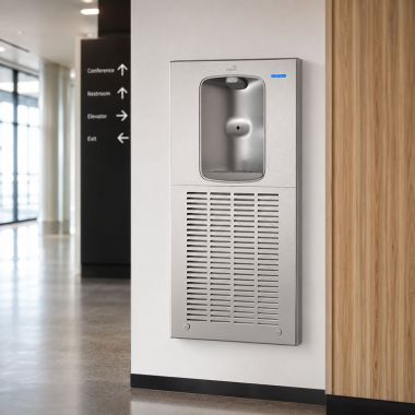 Click here to see Oasis 506982 Oasis Aqua Pointe Electronic Bottle Filler, Surface Mounted, Refrigerated, 12 GPH, Stainless Steel - MWSM12EBF (506982)
