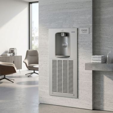 Click here to see Oasis 506983 Oasis Aqua Pointe Electronic Bottle Filler w/ QUASAR, In-Wall, Non-Refrigerated, Stainless Steel - MWEBQ (506983)