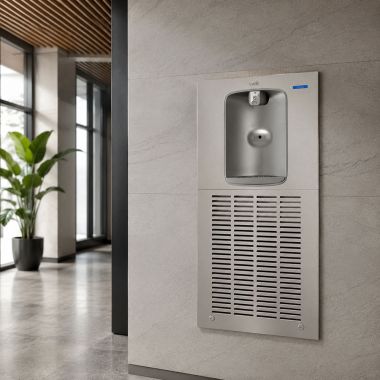 Click here to see Oasis 506985 Oasis Aqua Pointe Electronic Bottle Filler w/ QUASAR, In-Wall, Refrigerated, 8 GPH, Stainless Steel - MW8EBQ (506985)