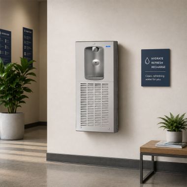 Click here to see Oasis 506996 Oasis QUASAR Electronic Bottle Filler, Surface Mounted, VersaFilter III and Remedi, Refrigerated, 8 GPH, Stainless Steel - MWSM8F2EBQ (506996)