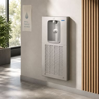 Click here to see Oasis 506997 Oasis QUASAR Electronic Bottle Filler, Surface Mounted, VersaFilter III and Remedi, Refrigerated, 12 GPH, Stainless Steel - MWSM12F2EBQ (506997)