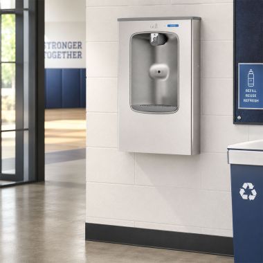 Click here to see Oasis 506999 Oasis QUASAR Electronic Bottle Filler, Surface Mounted, Non-Refrigerated, Dual Filtration, Stainless Steel - PWSMF2EBQ (506999)