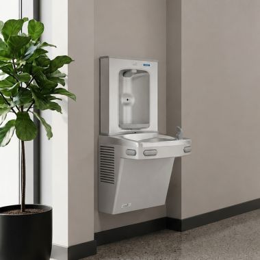 Click here to see Oasis 507033 Oasis VersaCooler II Single Drinking Fountain w/ Electronic Bottle Filler, Non-Refrigerated, Greystone - PGEBF (507033)
