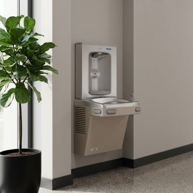 Click here to see Oasis 507034 Oasis VersaCooler II Single Drinking Fountain w/ Electronic Bottle Filler, Non-Refrigerated, Sandstone - PGEBF (507034)