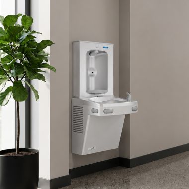 Click here to see Oasis 507035 Oasis VersaCooler II Single Drinking Fountain w/ Electronic Bottle Filler, Non-Refrigerated, Stainless Steel - PGEBF (507035)