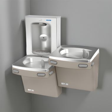 Click here to see Oasis 507037 Oasis VersaCooler Bi-Level Drinking Fountain w/ Electronic Bottle Filler, Refrigerated, 8 GPH, Sandstone - PG8EBFSL (507037)