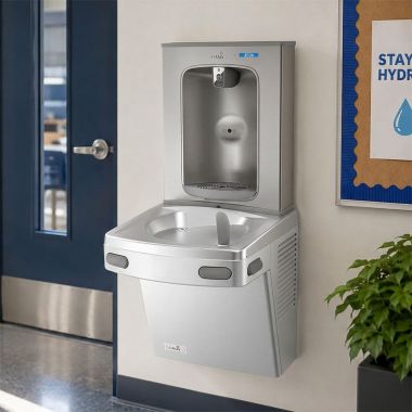 Click here to see Oasis 507054 Oasis VersaCooler II Single Drinking Fountain w/ QUASAR Electronic Bottle Filler, Refrigerated, 8 GPH, Greystone - PG8EBQ (507054)