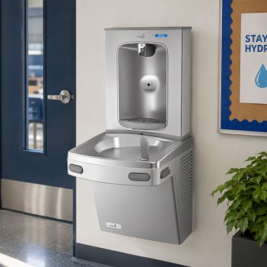 Click here to see Oasis 507056 Oasis VersaCooler II Single Drinking Fountain w/ QUASAR Electronic Bottle Filler, Refrigerated, 8 GPH, Stainless Steel - PG8EBQ (507056)