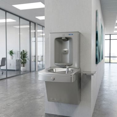 Click here to see Oasis 507063 Oasis VersaCooler II Single Drinking Fountain w/ Electronic Bottle Filler, Refrigerated, 8 GPH, Stainless Steel - PGV8EBF (507063)