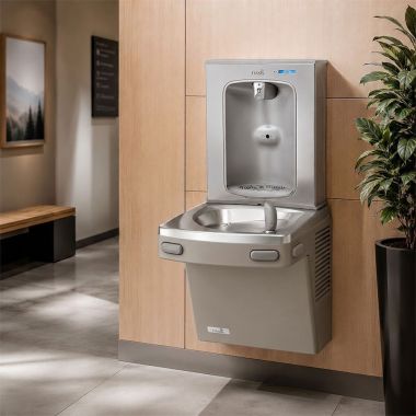 Click here to see Oasis 507112 Oasis VersaCooler II Single Drinking Fountain w/ QUASAR Electronic Bottle Filler, Dual Filtration, Non-Refrigerated, Sandstone - PGF2EBQ (507112)