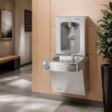Click here to see Oasis 507113 Oasis VersaCooler II Single Drinking Fountain w/ QUASAR Electronic Bottle Filler, Dual Filtration, Non-Refrigerated, Stainless Steel - PGF2EBQ (507113)