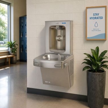 Click here to see Oasis 507116 Oasis VersaCooler II Single Drinking Fountain w/ QUASAR Electronic Bottle Filler, Dual Filtration, Refrigerated, 8 GPH, Stainless Steel - PG8F2EBQ (507116)