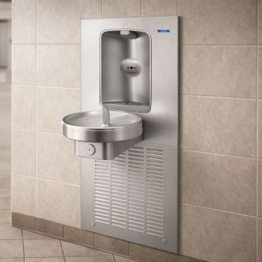 Click here to see Oasis 507181 Oasis Radii Drinking Fountain with Aqua Pointe Electronic Bottle Filler, Refrigerated, 12 GPH, Stainless Steel - M12WREBF (507181)