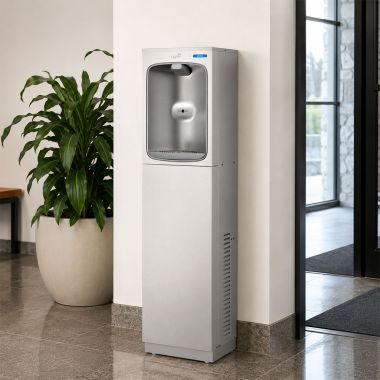 Click here to see Oasis 507195 Oasis Free-Standing Contactless Alcove Electronic Bottle Filler, Refrigerated, 10 GPH, Stainless Steel - PCP10EBF (507195)