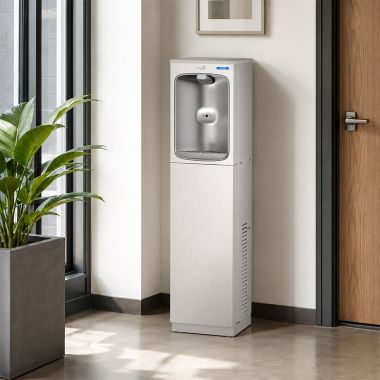 Click here to see Oasis 507199 Oasis Free-Standing Contactless Alcove Bottle Filler with VersaFilter III, 10 GPH, Refrigerated, Stainless Steel  -  PFCP10EBF (507199)