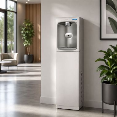Click here to see Oasis 507200 Oasis VersaFiller Free-Standing Contactless Bottle Filler with QUASAR, Refrigerated, 10 GPH, Stainless Steel - PCP10EBQ (507200)