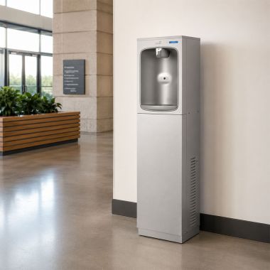 Click here to see Oasis 507202 Oasis Free-Standing Contactless Bottle Filler with QUASAR, Non-Refrigerated, Stainless Steel - PCPEBQ (507202)