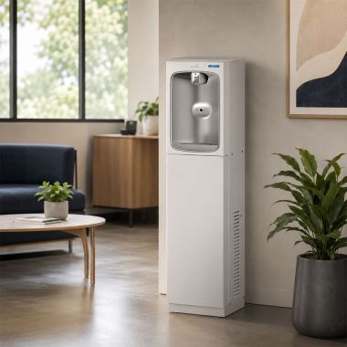 Click here to see Oasis 507204 Oasis Free-Standing Contactless Bottle Filler with QUASAR, Dual Filtration, Non-Refrigerated, Stainless Steel - PF2CPEBQ (507204)