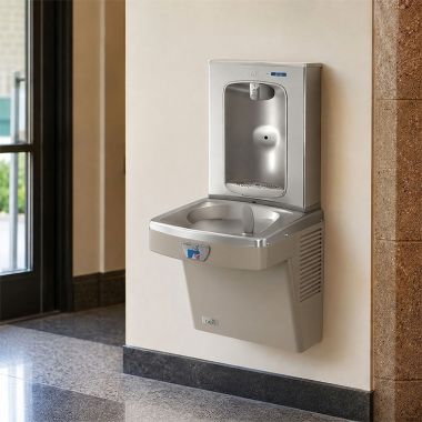 Click here to see Oasis 507272 Oasis VersaCooler II Single Contactless Drinking Fountain w/ QUASAR Electronic Bottle Filler, Non-Refrigerated, Sandstone - PGEBQT (507272)