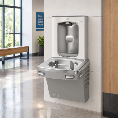 Click here to see Oasis 507302 Oasis VersaCooler II Single Drinking Fountain w/ Mechanical Bottle Filler, Refrigerated, 8 GPH, Stainless Steel - PG8SBF (507302)