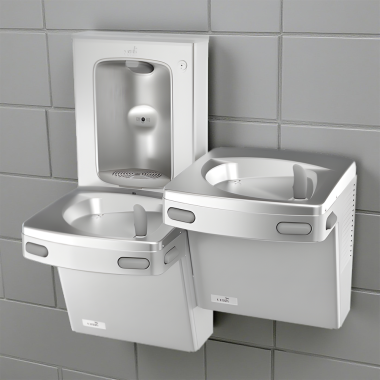 Click here to see Oasis 507319 Oasis VersaCooler II Bi-Level Drinking Fountain w/ Mechanical Bottle Filler, Refrigerated, 8 GPH, Stainless Steel - PG8SBFSL (507319)