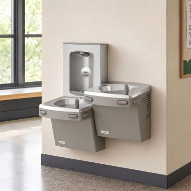 Click here to see Oasis 507321 Oasis VersaCooler II Bi-Level Drinking Fountain w/ Mechanical Bottle Filler, Non-Refrigerated, Sandstone - PGSBFSL (507321)