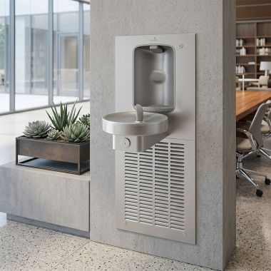 Click here to see Oasis 507450 Oasis Radii Modular Single Drinking Fountain w/ Aqua Pointe Mechanical Bottle Filler, Refrigerated, 12 GPH, Stainless Steel - M12WRSBF (507450)