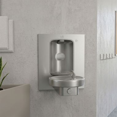 Click here to see Oasis 507453 Oasis Radii Modular Drinking Fountain w/ Aqua Pointe Mechanical Bottle Filler, Non-Refrigerated, Stainless Steel - M140RSBF (507453)