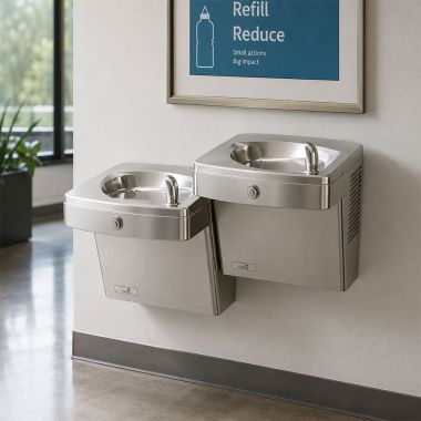 Click here to see Oasis 507491 Oasis VersaCooler II Outdoor Rated Bi-Level Drinking Fountain, Non-Refrigerated, Stainless Steel - PGVDACSL (507491)
