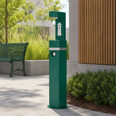 Click here to see Oasis 507604 Oasis Outdoor Manual Bottle Filler, Free-Standing, Non-Refrigerated, Forest Green - DGM-BC-GRN (507604)