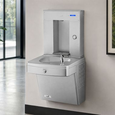 Click here to see Oasis 507637 Oasis Single Drinking Fountain w/ Electro-Mechanical Bottle Filler, Filtered, Non-Refrigerated, Stainless Steel - PGVDFSVDBF (507637)
