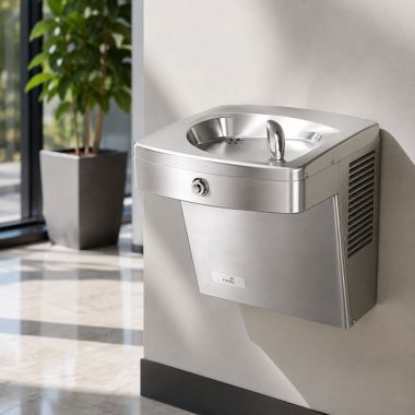 Click here to see Oasis 507643 Oasis VersaCooler II Outdoor Rated Single Drinking Fountain, Filtered, Refrigerated, 8 GPH, Stainless Steel - PGVDF8AC (507643)