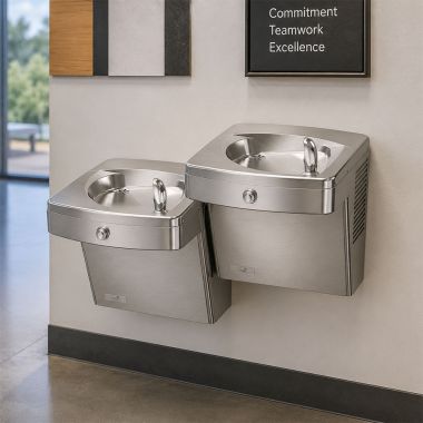 Click here to see Oasis 507644 Oasis VersaCooler II Outdoor Rated Bi-Level Drinking Fountain, Filtered, Non-Refrigerated, Stainless Steel - PGVDFACSL (507644)