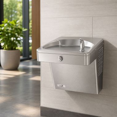Click here to see Oasis 507646 Oasis VersaCooler II Outdoor Rated Single Drinking Fountain, Filtered, Non-Refrigerated, Stainless Steel - PGVDFAC-14G (507646)